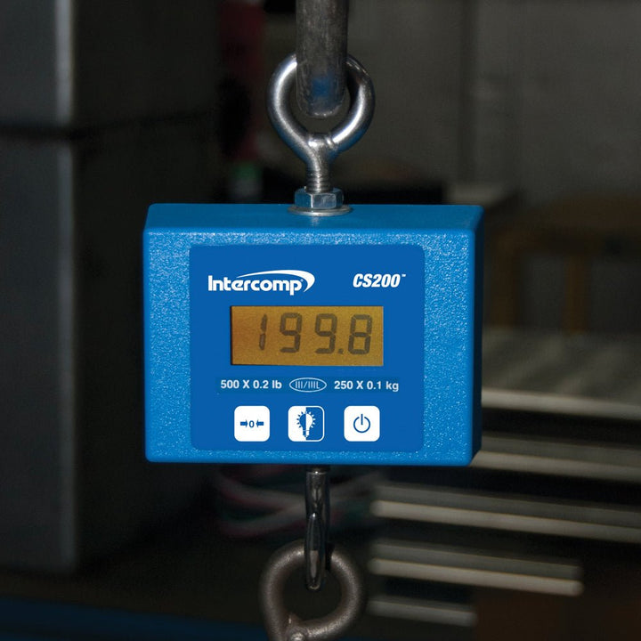 Intercomp CS200 Hanging Crane Scale – 25 to 500 lb Capacity, 0.01–0.2 lb Graduation - Titan Scale USA